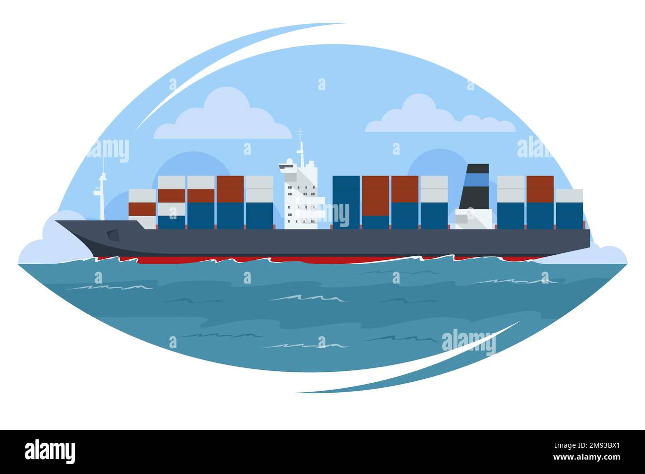 Sea freight concept. Delivery and logistics. Cargo logistics container import export freight ship Stock Vector
