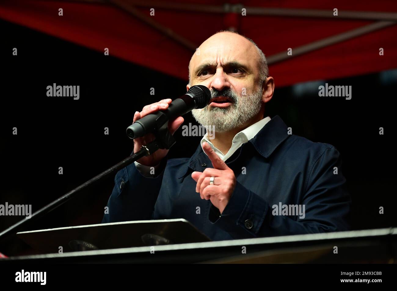 Downing street, January 16 2023. London, UK. Speaker at the Unions the