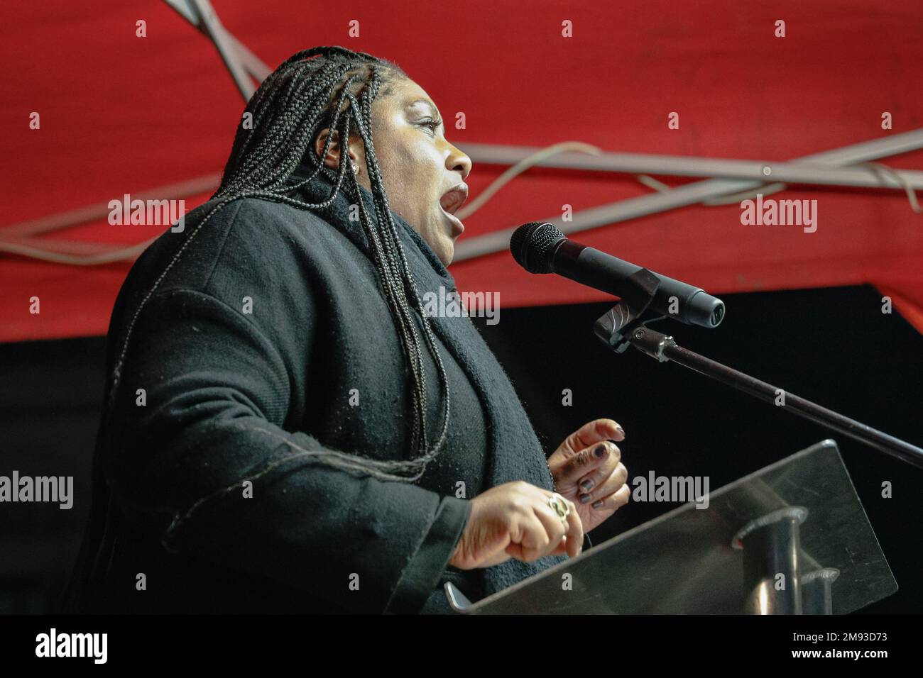 Monica Addy Rmt London, UK. 16th Jan, 2023. Bell Ribeiro-Addy, Labour MP, speak.s ...