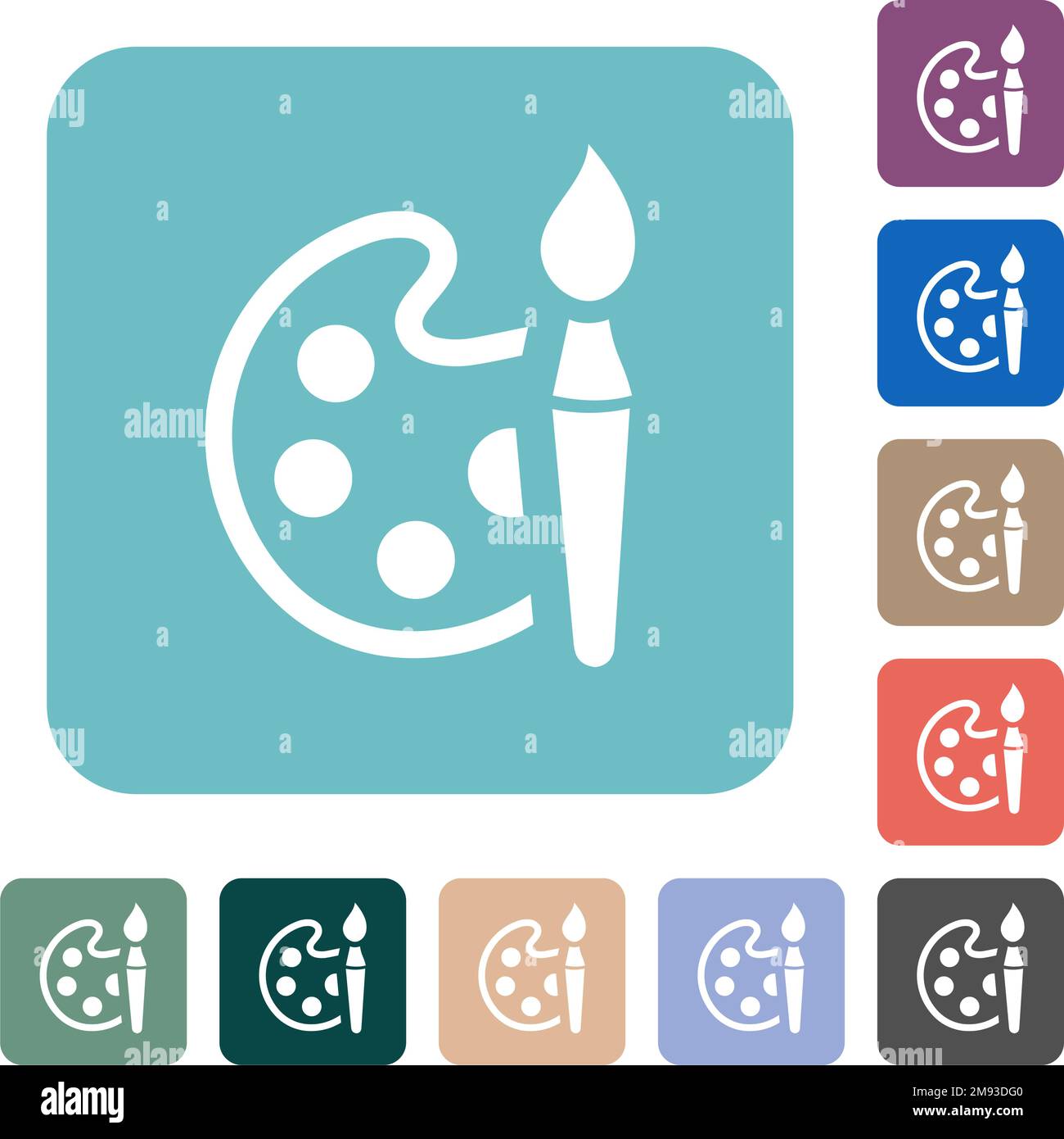 Paint kit alternate white flat icons on color rounded square ...