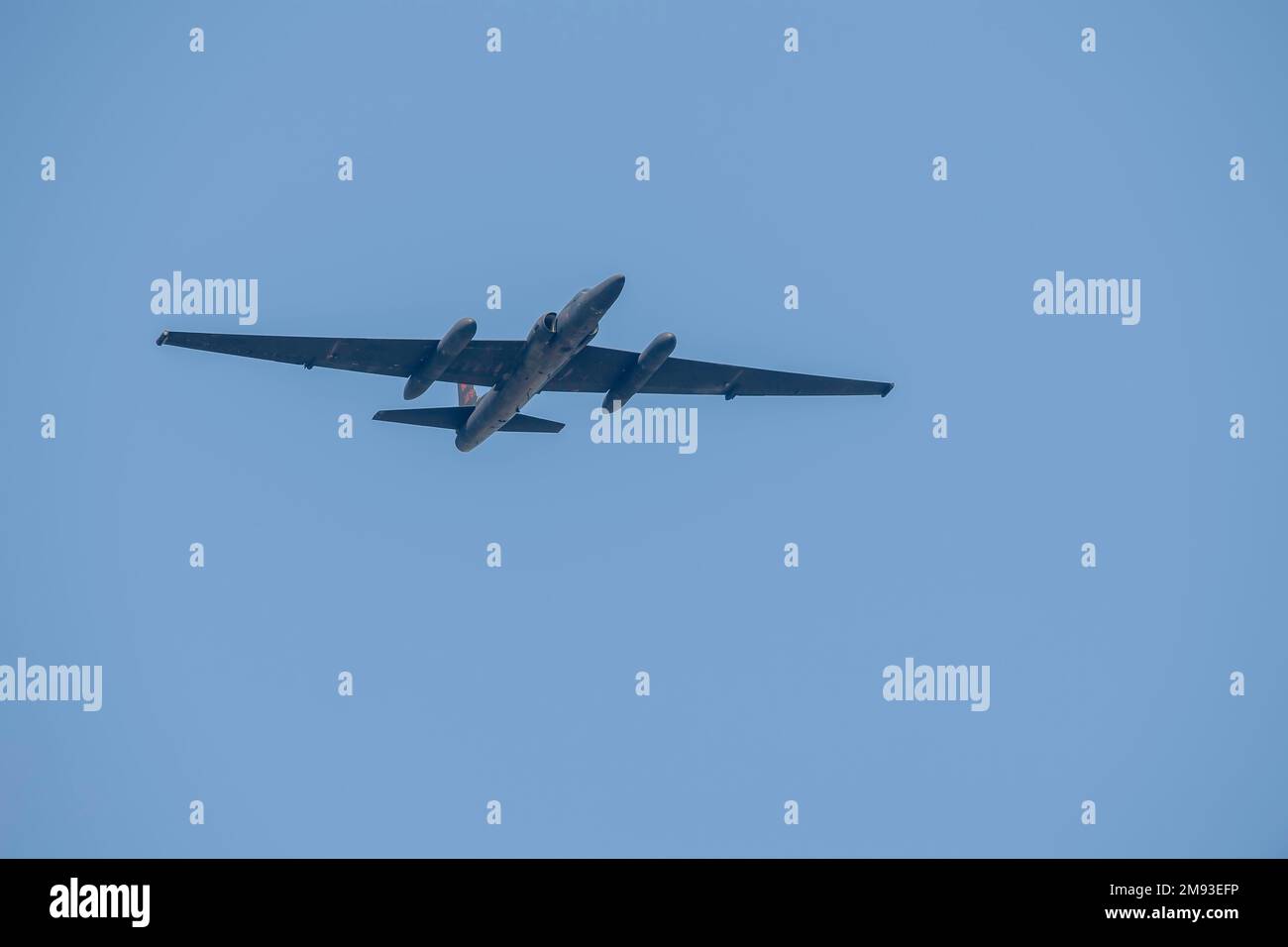 Oshkosh, WI - 27 July 2022: A U2 dragon lady spy plane flying around at an air show. Stock Photo
