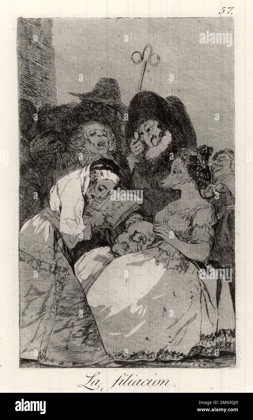 The Filiation (La Filiacion) Francisco de Goya y Lucientes (Spanish, 1746-1828). , 1797-1798. Etching and aquatint on laid paper, Sheet: 11 7/8 x 8 in. (30.2 x 20.3 cm).   European Art 1797-1798 Stock Photo