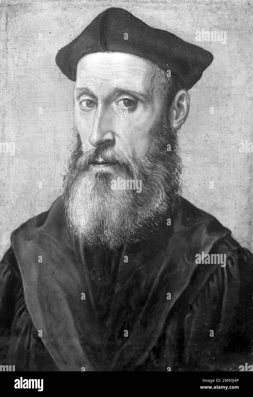 Portrait of a Man in Black Costume Corneille de Lyon (Dutch,1500/10-1575, active in France). Portrait of a Man in Black Costume. Tempera on panel, 8 1/2 x 5 7/8 in. (21.6 x 14.9 cm).   European Art Stock Photo