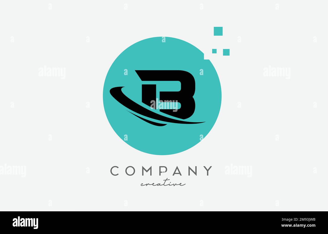 Circle B alphabet letter logo icon with dots and swoosh. Template