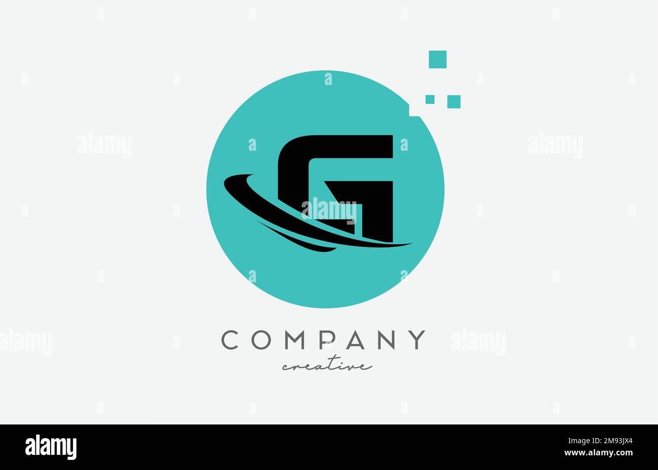 Circle G alphabet letter logo icon with dots and swoosh. Template