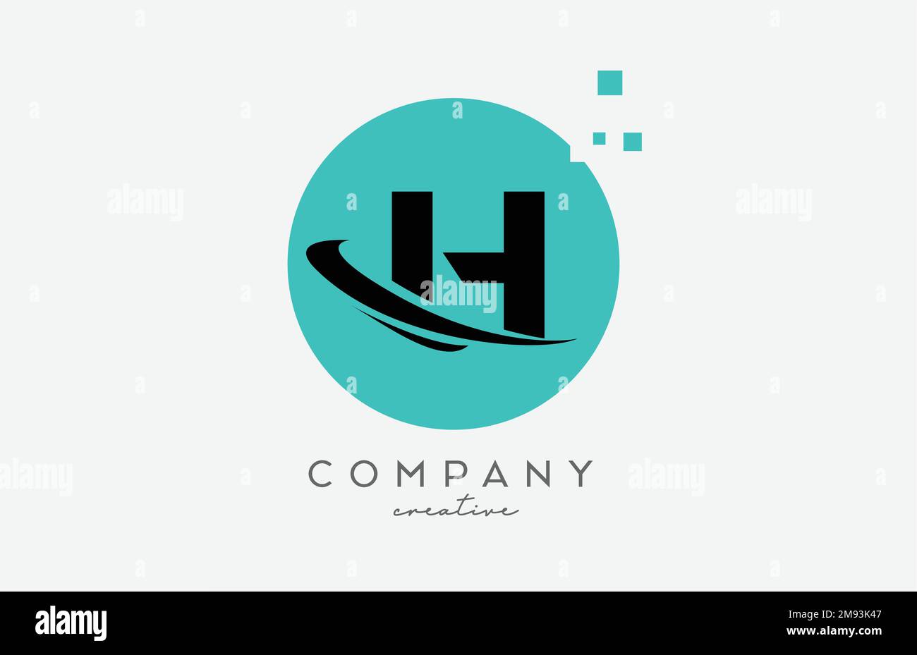 Circle H alphabet letter logo icon with dots and swoosh. Template