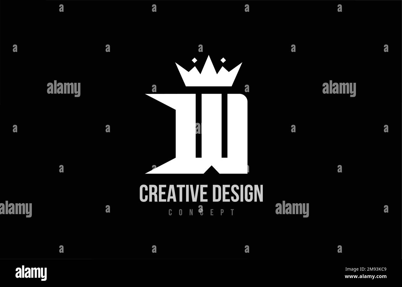W alphabet letter logo icon design with king crown, spikes and black ...