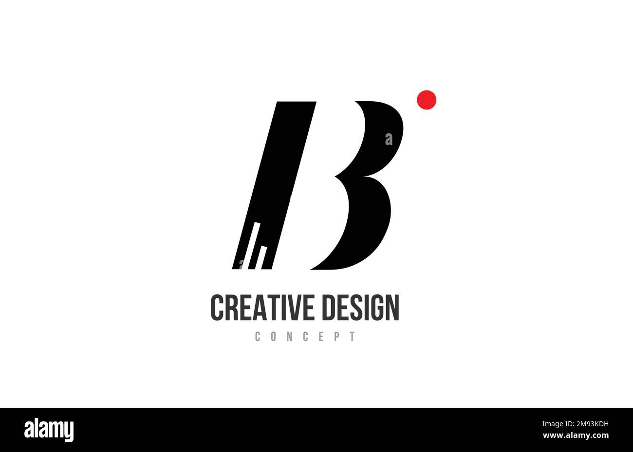 red dot B alphabet letter logo icon. Black and white creative template ...