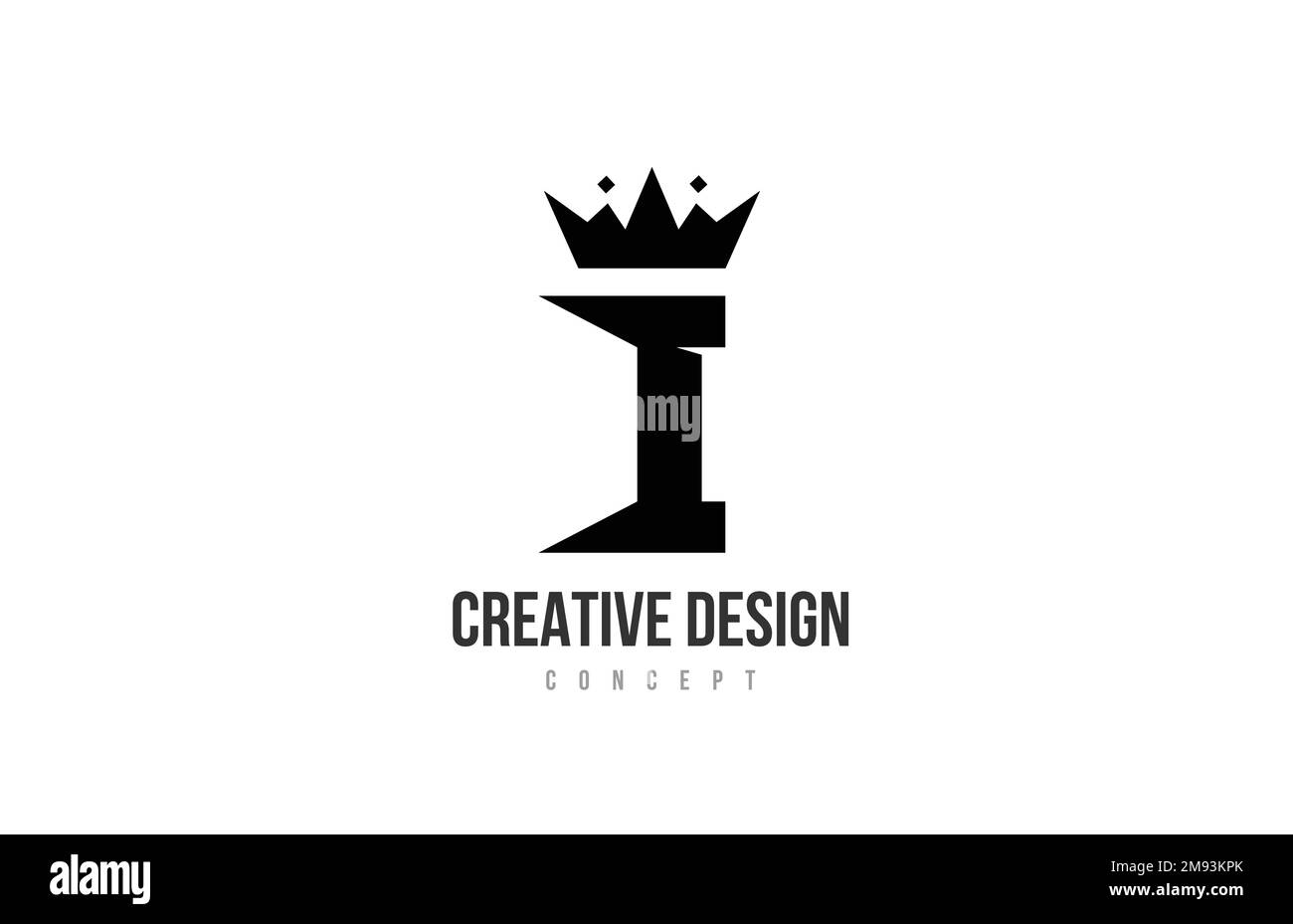 I black and white alphabet letter logo icon design with king crown and ...