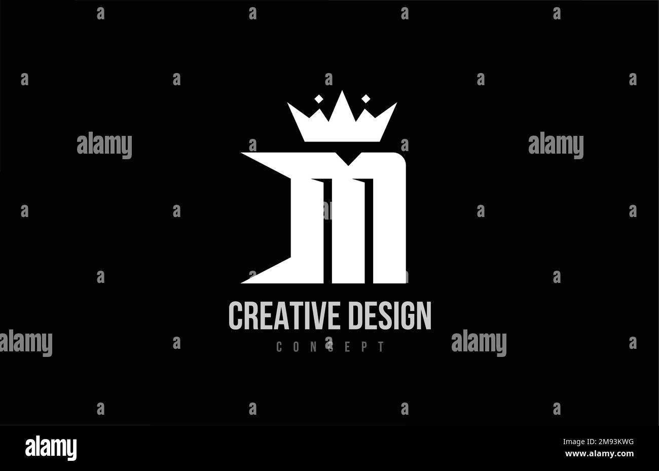 M alphabet letter logo icon design with king crown, spikes and black ...