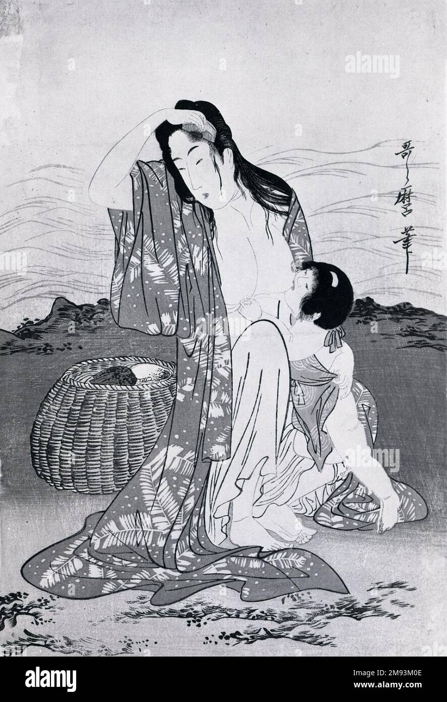 Abalone Divers Kitagawa Utamaro (Japanese, 1753-1806). Abalone Divers, ca. 1797-1798. Color woodblock print on paper, 14 1/2 x 9 3/4 in. (36.8 x 24.8 cm).   Asian Art ca. 1797-1798 Stock Photo