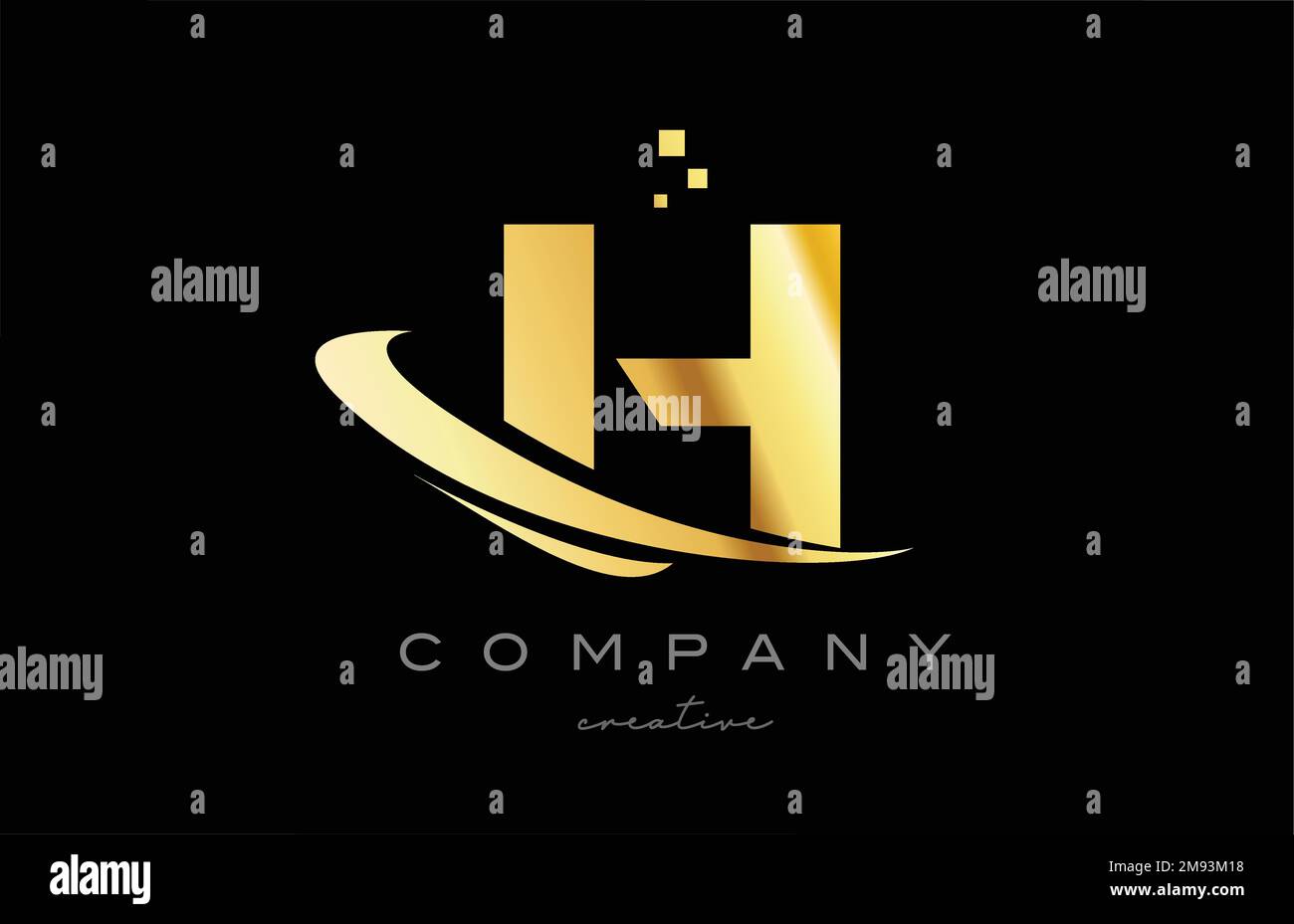 gold golden swoosh H alphabet letter logo icon with yellow color and ...