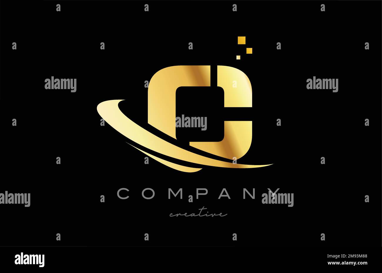 gold golden swoosh C alphabet letter logo icon with yellow color and ...