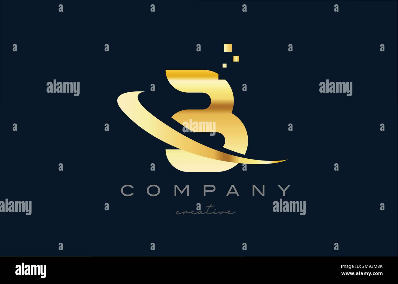 gold golden B alphabet letter logo icon design. Creative template for ...