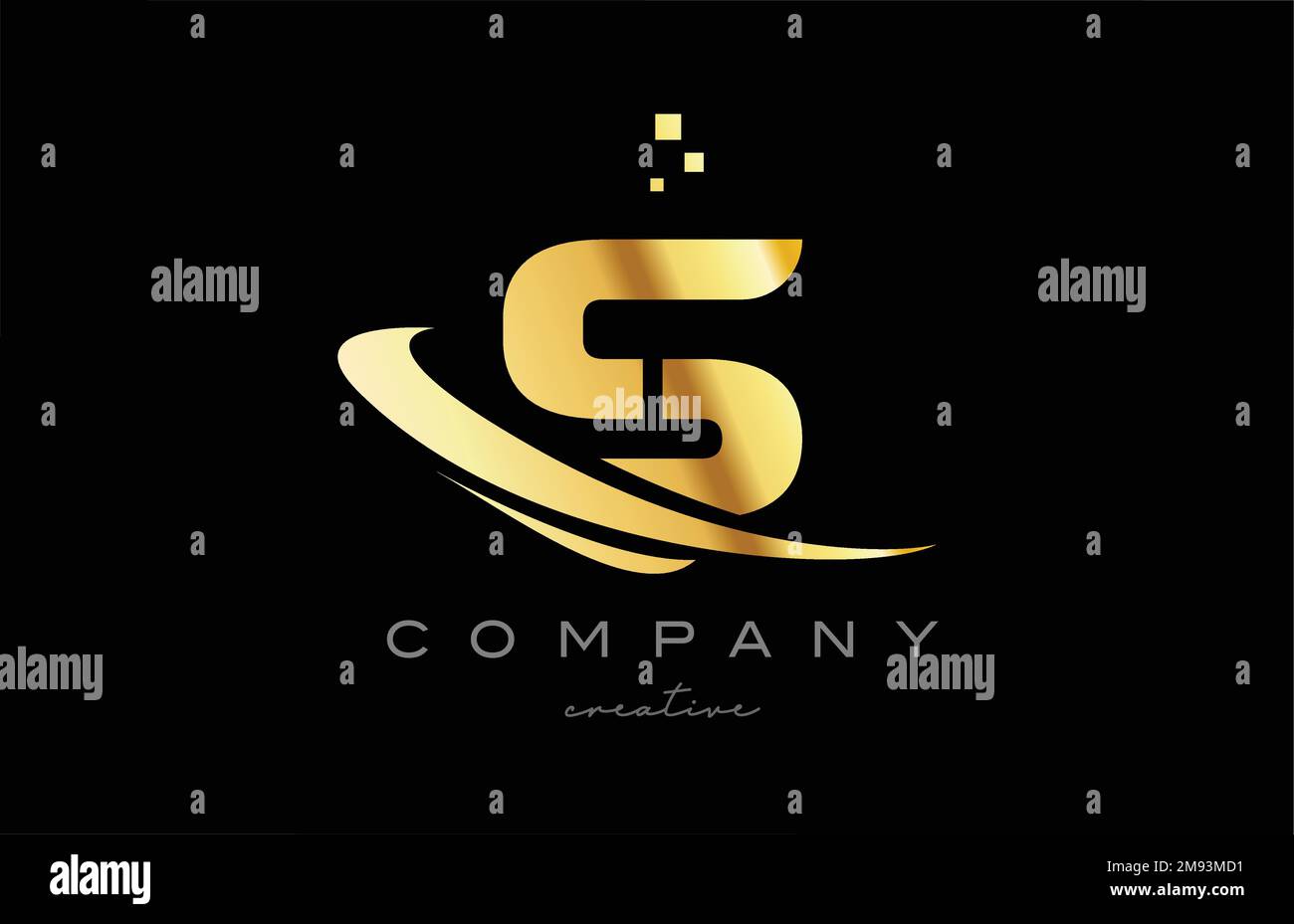 gold golden swoosh S alphabet letter logo icon with yellow color and ...