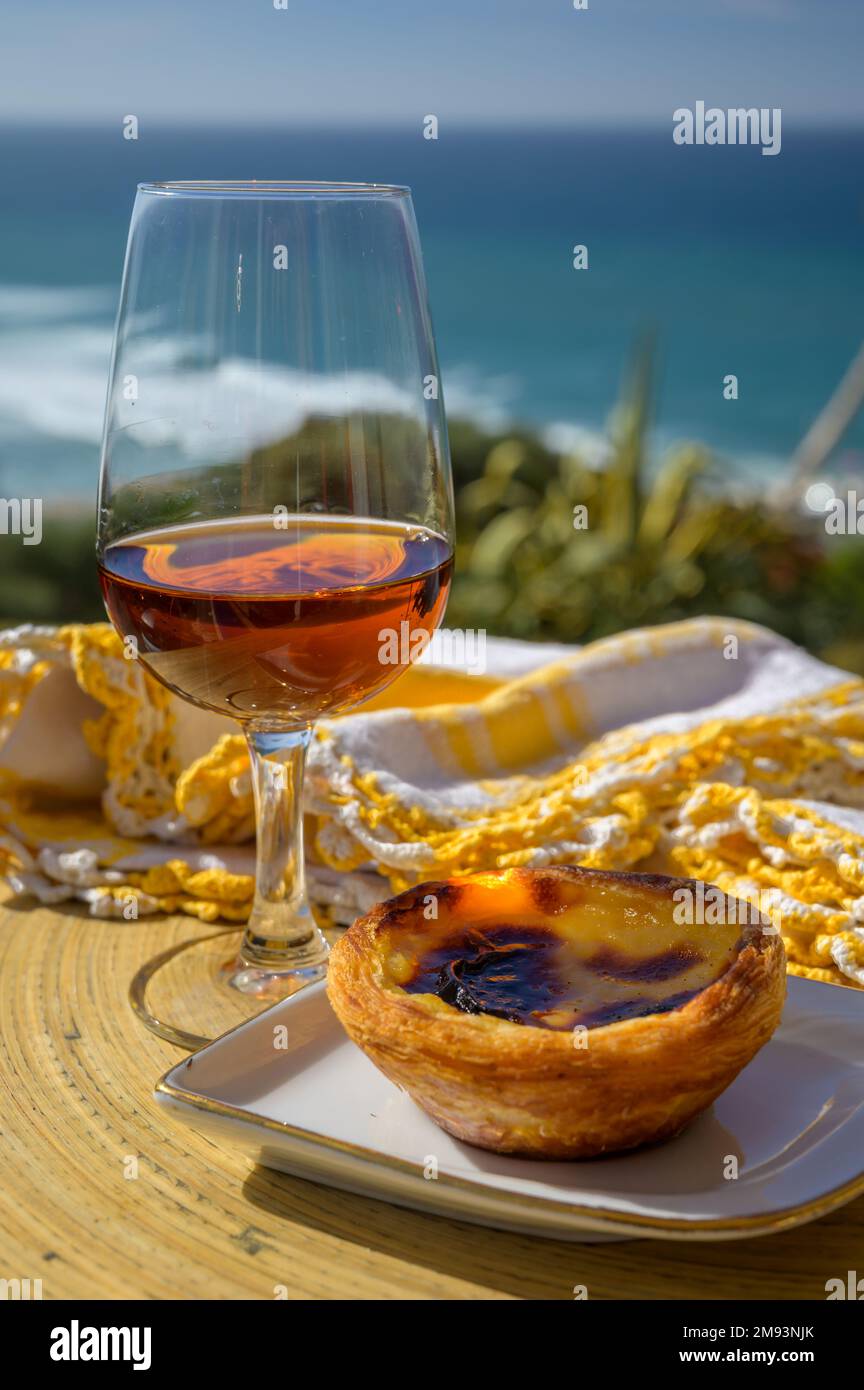 Portugal's traditional food and drink, glass of porto wine , sweet