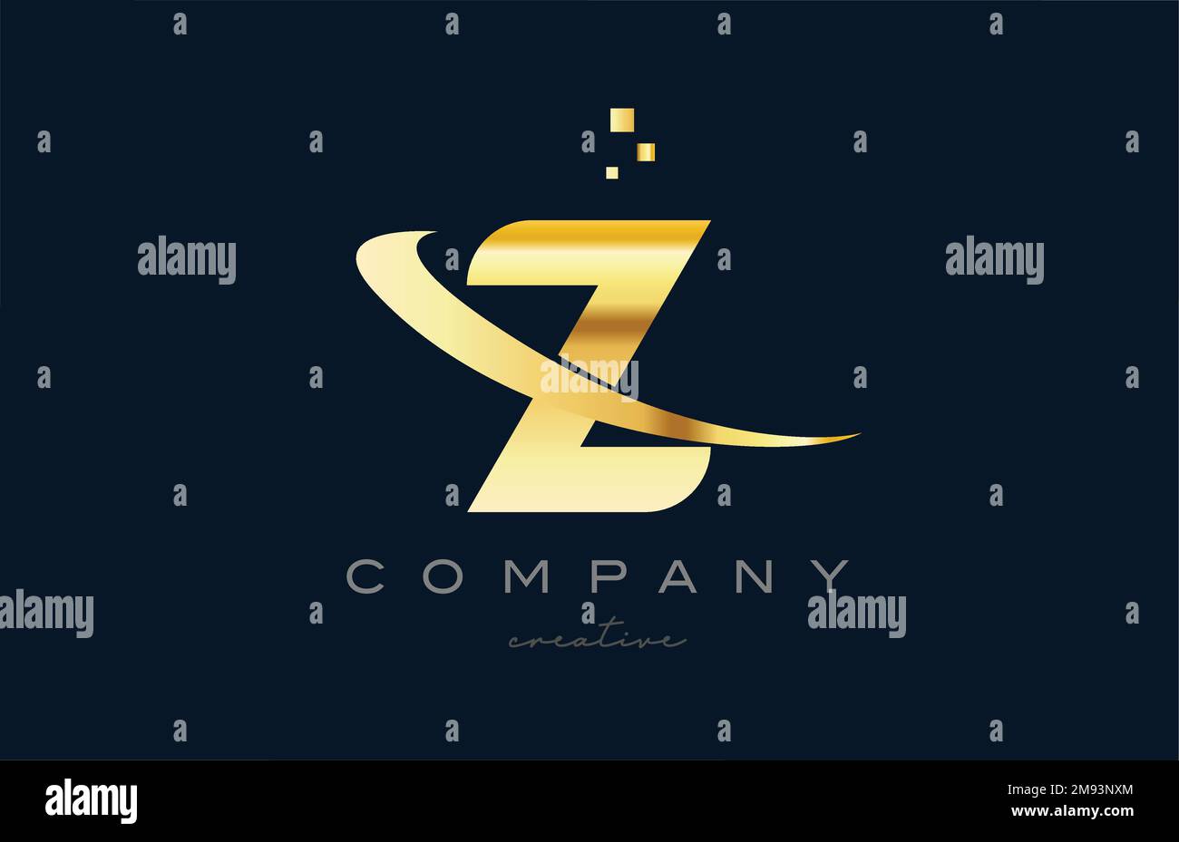 gold golden Z alphabet letter logo icon design. Creative template for ...