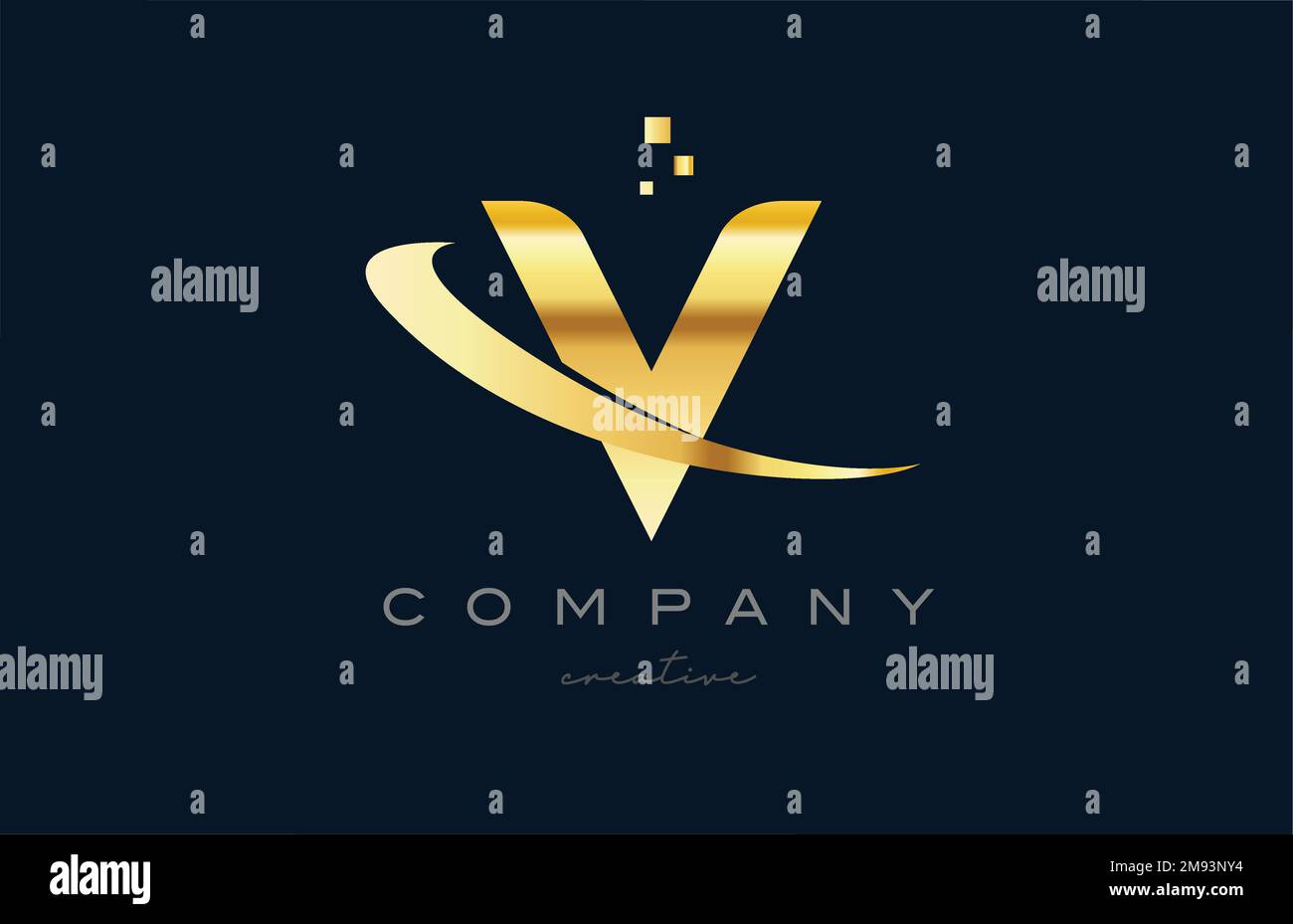 gold golden V alphabet letter logo icon design. Creative template for ...
