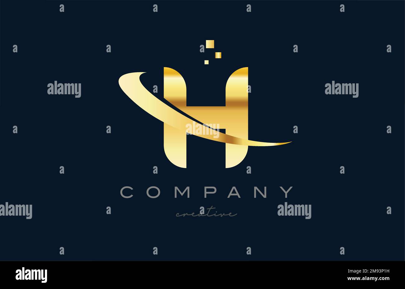 gold golden H alphabet letter logo icon design. Creative template for ...