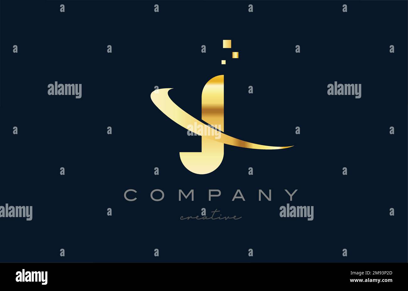 gold golden J alphabet letter logo icon design. Creative template for ...