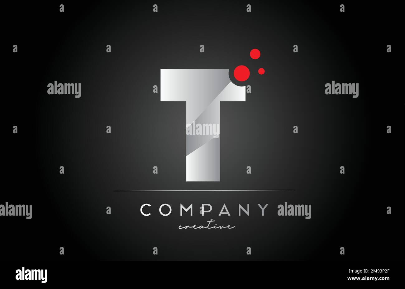 black T alphabet letter logo icon with red dot. Design suitable for a ...