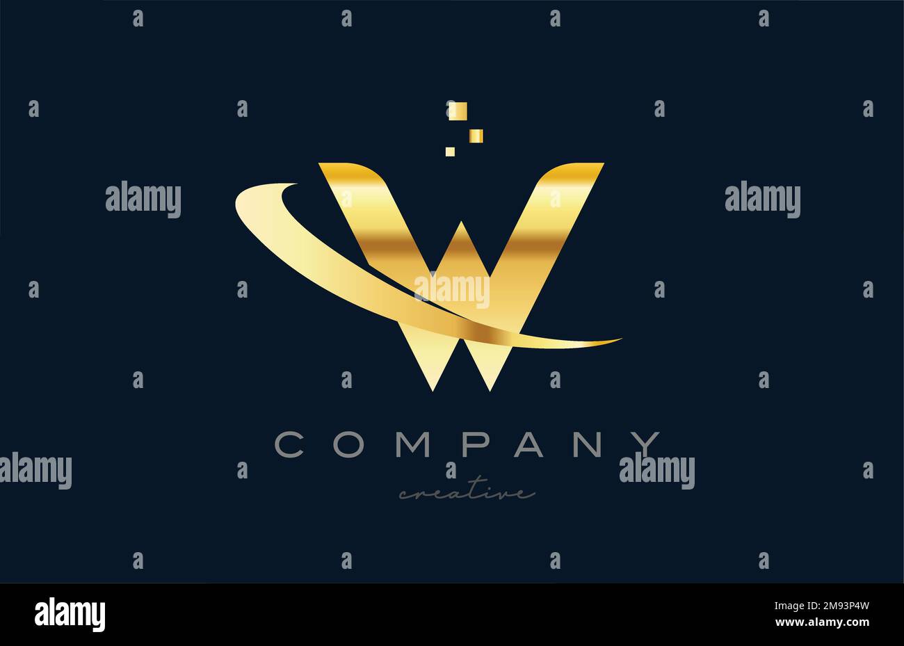 gold golden W alphabet letter logo icon design. Creative template for ...
