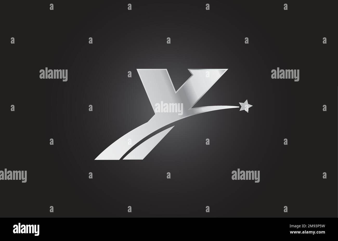 silver metal Y alphabet letter logo icon with star. Creative design for ...