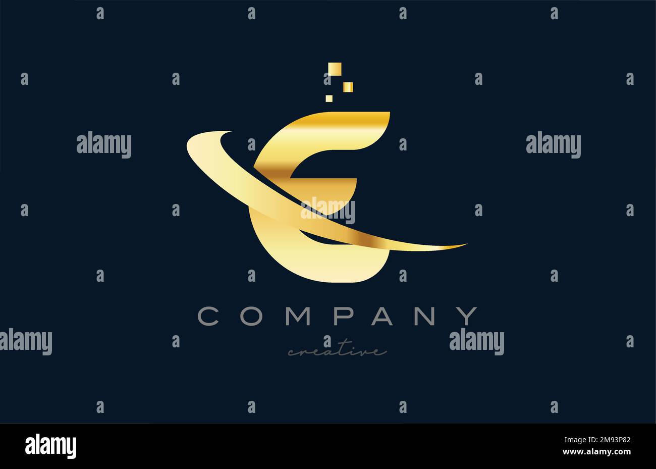 gold golden E alphabet letter logo icon design. Creative template for ...