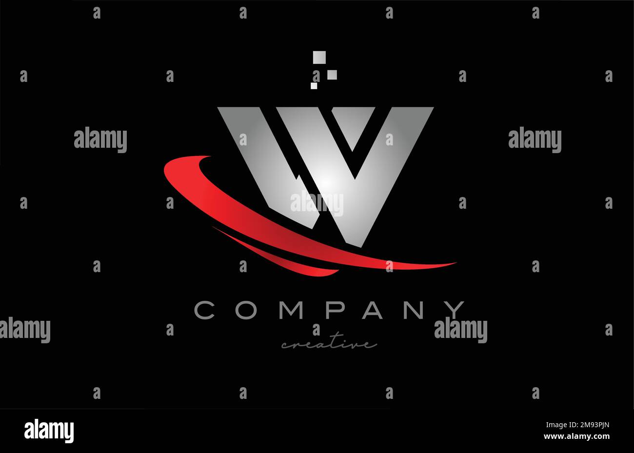 red swoosh W alphabet letter logo icon with grey color. Design suitable ...