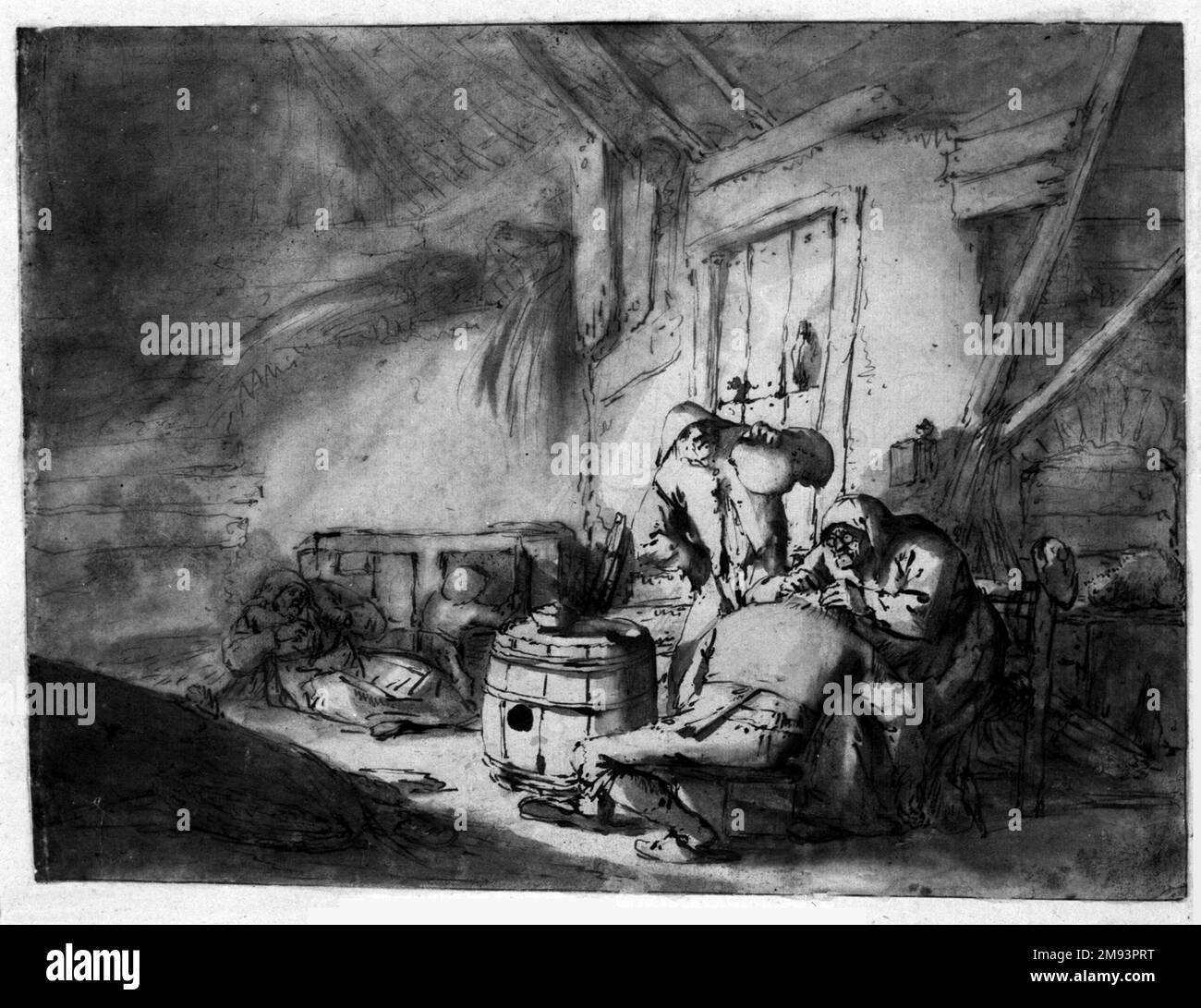 Peasants in a Barn Adriaen van Ostade (Dutch, 16101685). , 17th