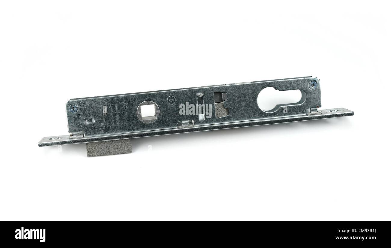 Metal door lock isolated on a white background. Closeup with clipping ...