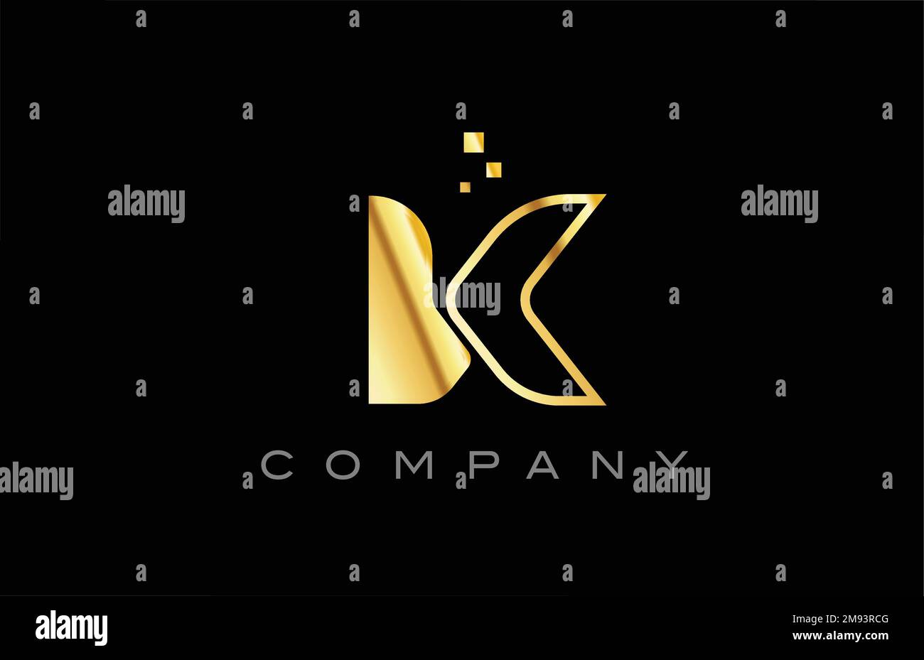 gold K alphabet letter logo icon. Creative design template for business ...