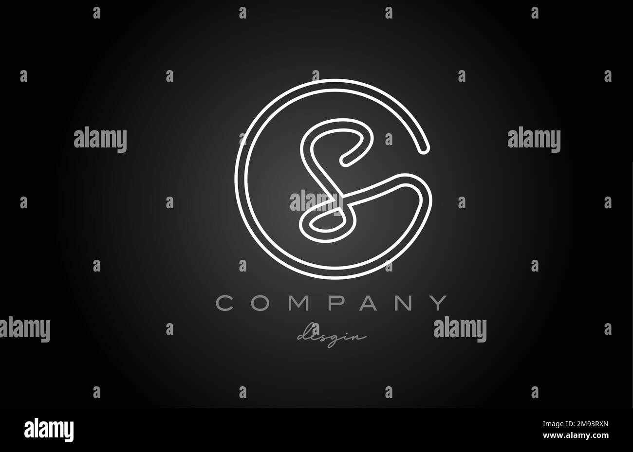black and white line S alphabet letter logo icon design. Handwritten ...