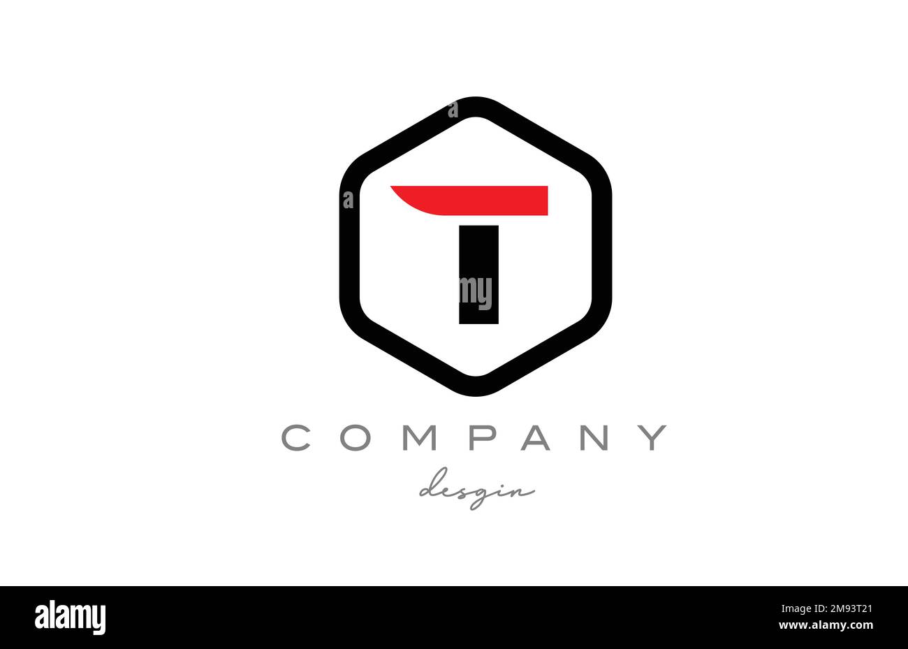 black and white T alphabet letter logo icon design with hexagon ...