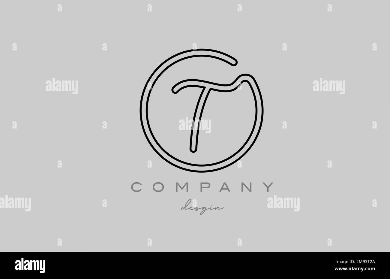 black and grey T alphabet letter logo icon design with line ...