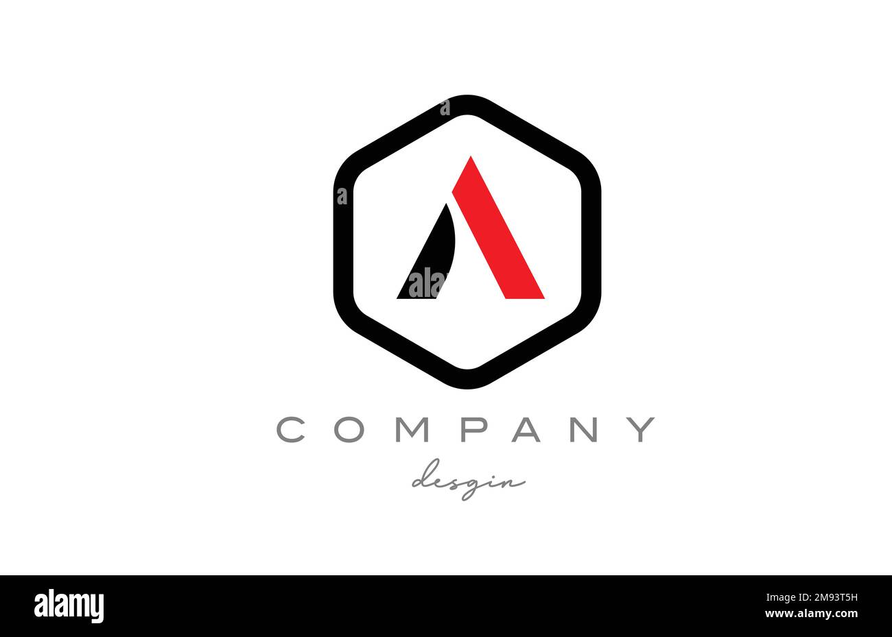 black and white A alphabet letter logo icon design with hexagon ...