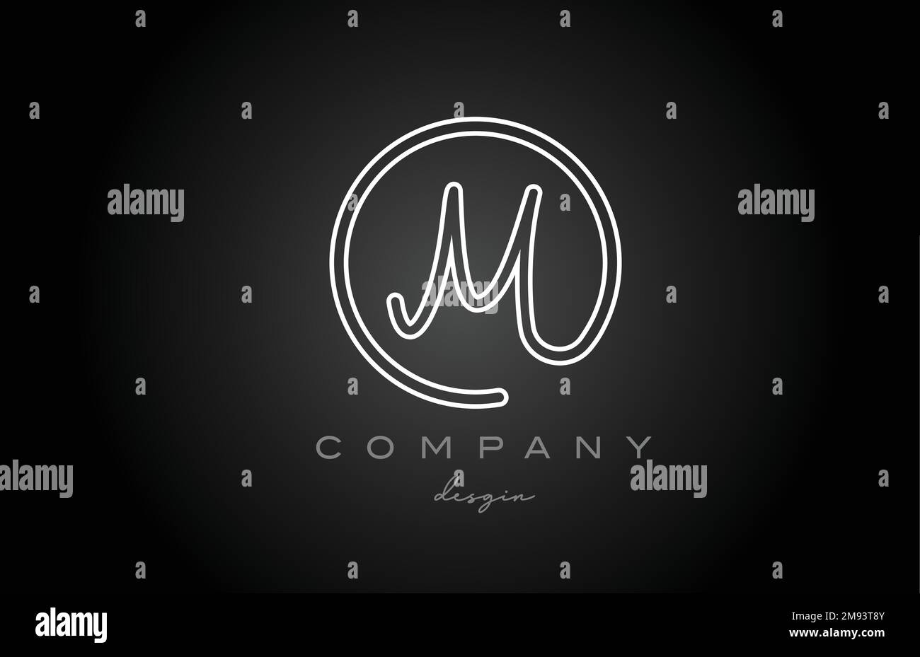 black and white line M alphabet letter logo icon design. Handwritten ...