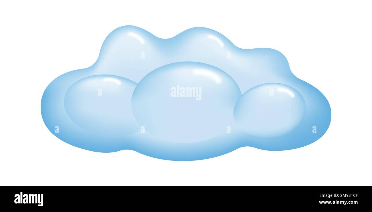 Cartoon blue fluffy cloud isolated on a white background. Vector illustration. Stock Vector