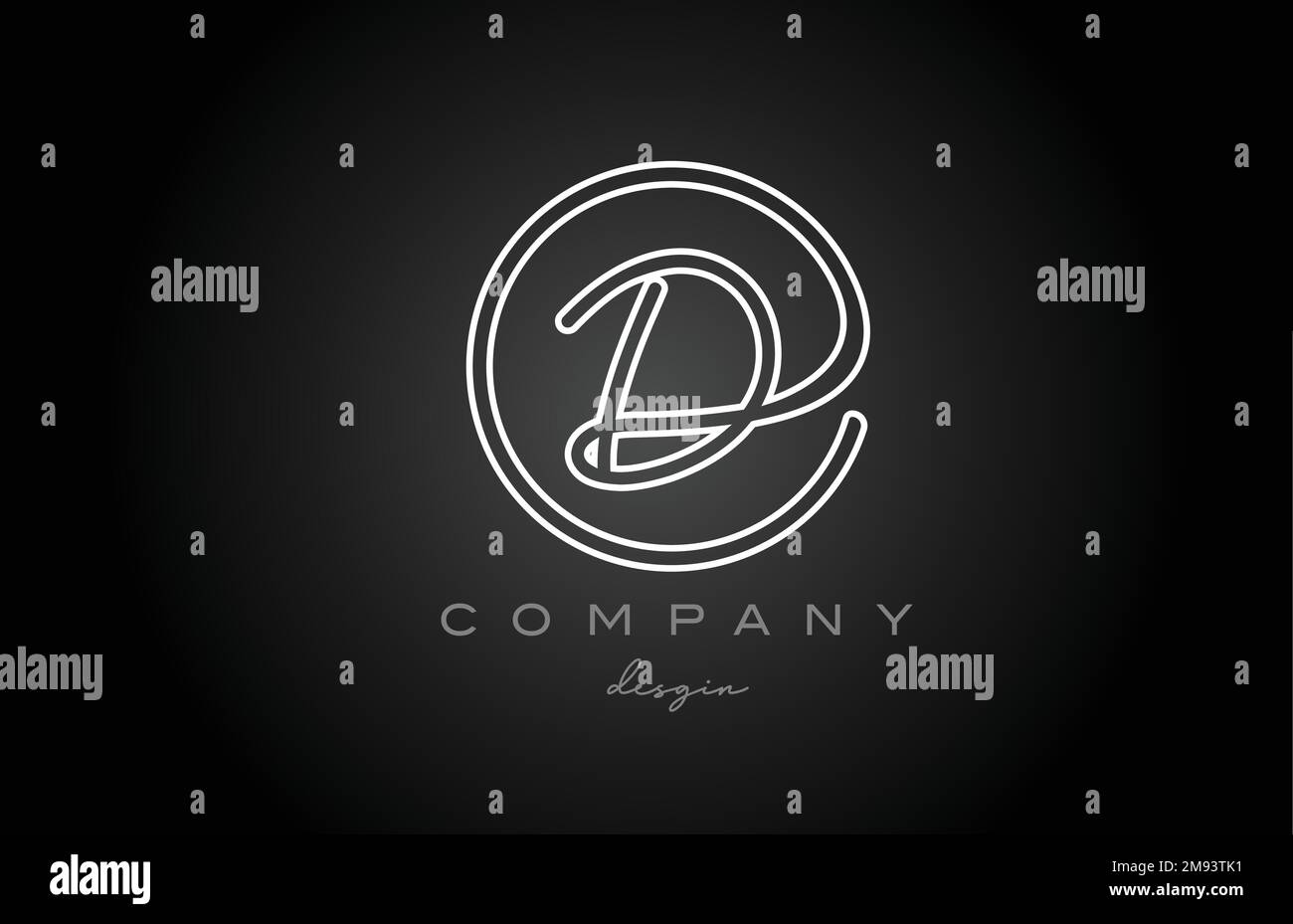 black and white line D alphabet letter logo icon design. Handwritten ...