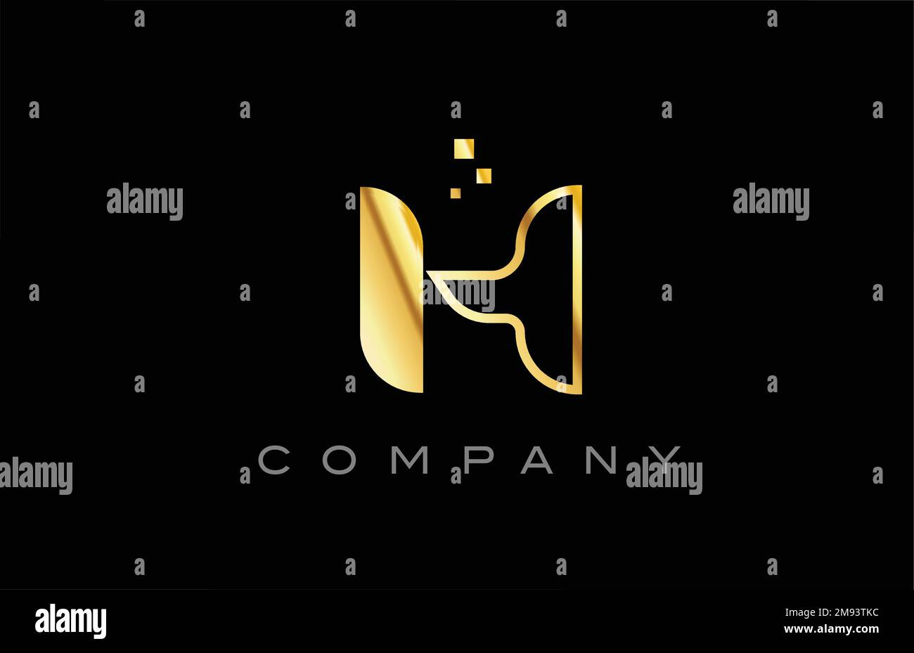 gold H alphabet letter logo icon. Creative design template for business ...