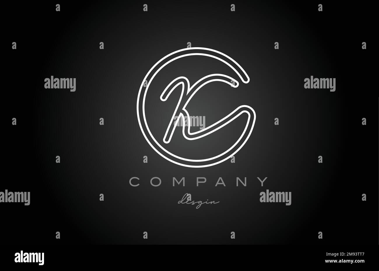 black and white line K alphabet letter logo icon design. Handwritten