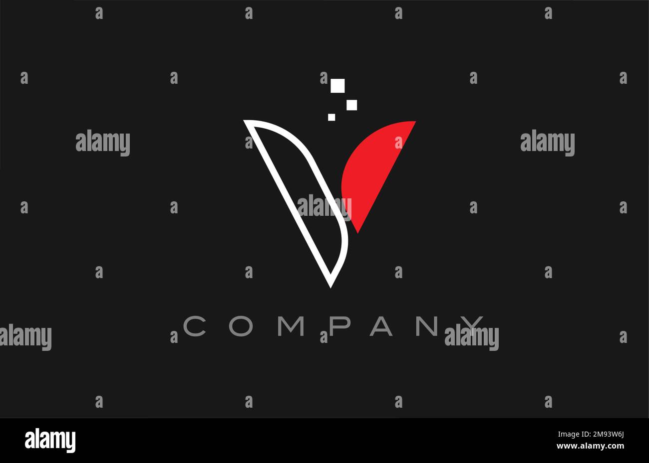 black red line V alphabet letter logo icon. Creative design template ...