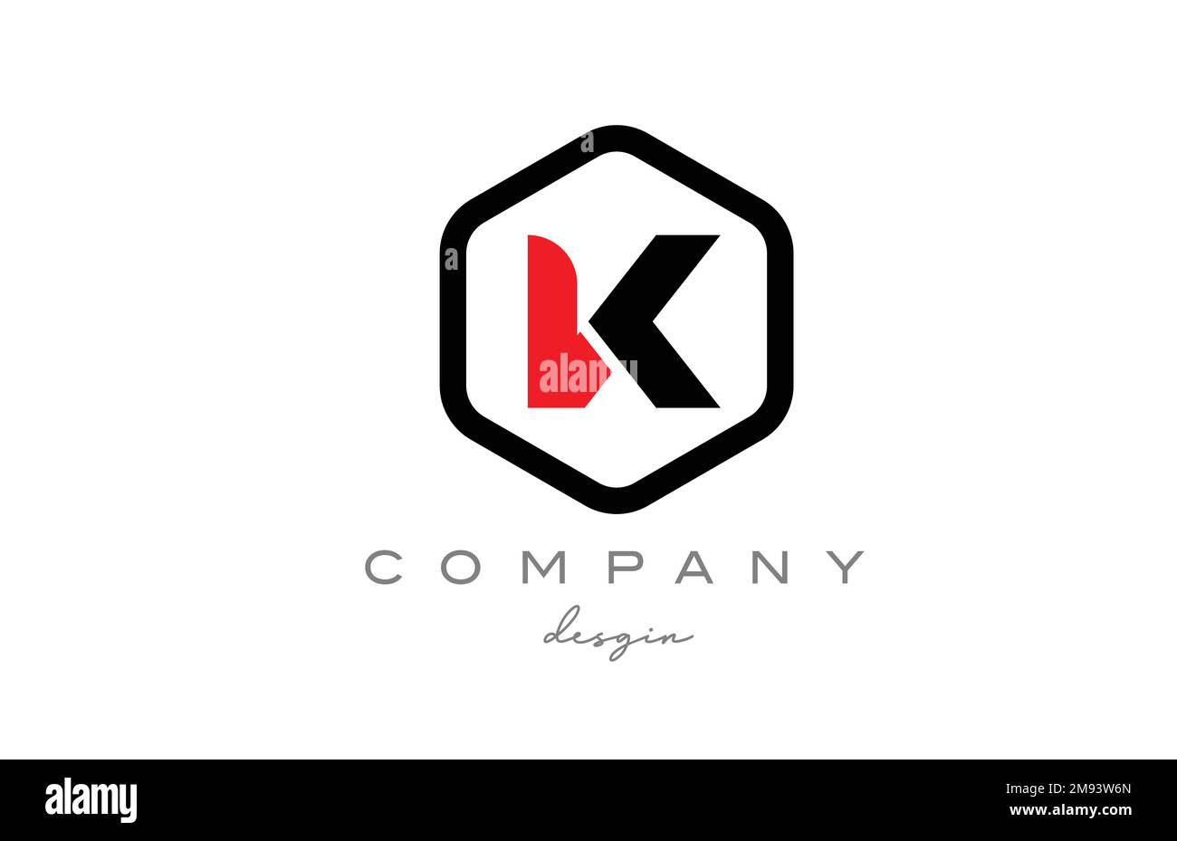 black and white K alphabet letter logo icon design with hexagon ...