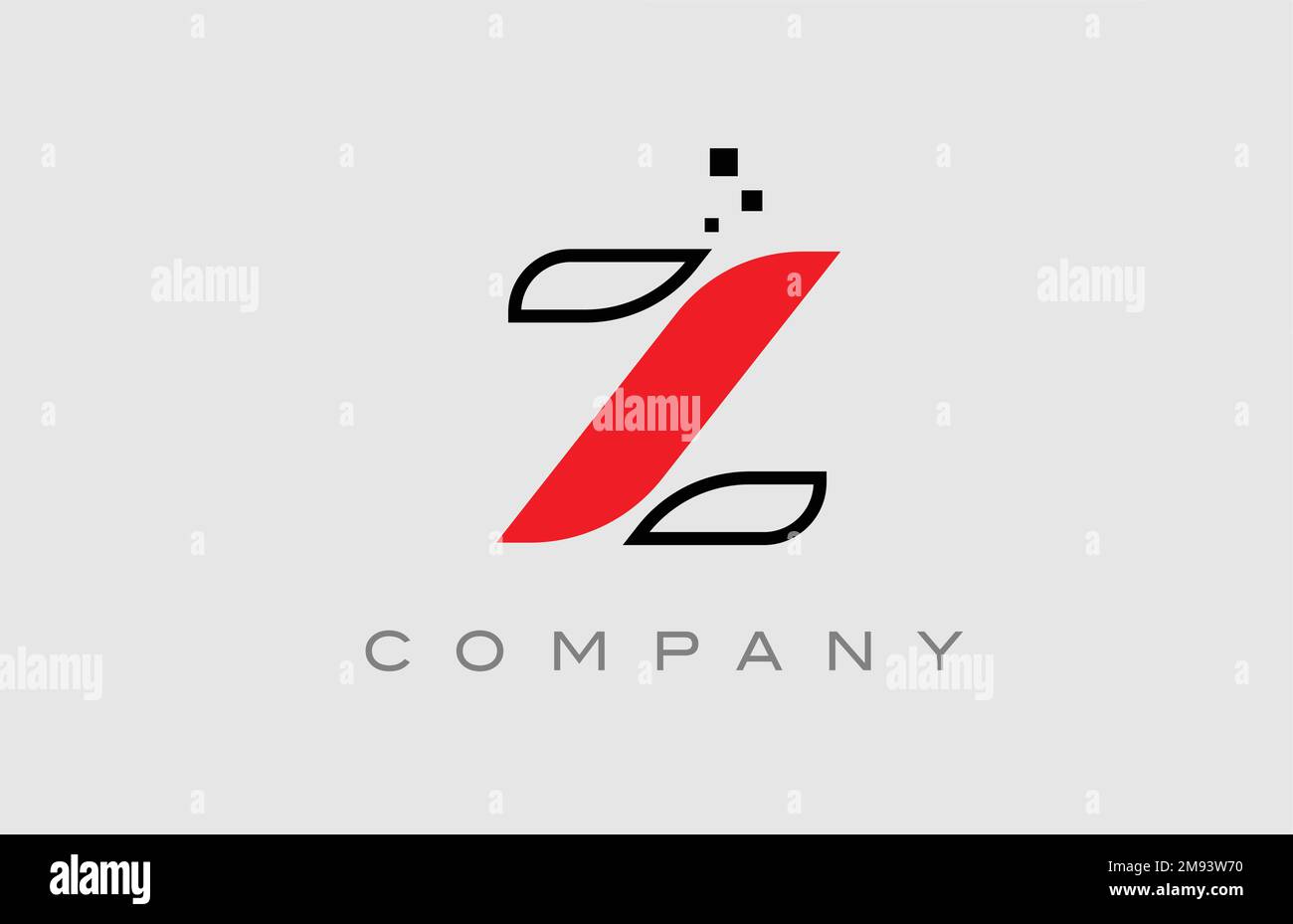 red black line Z alphabet letter logo icon. Creative design template ...