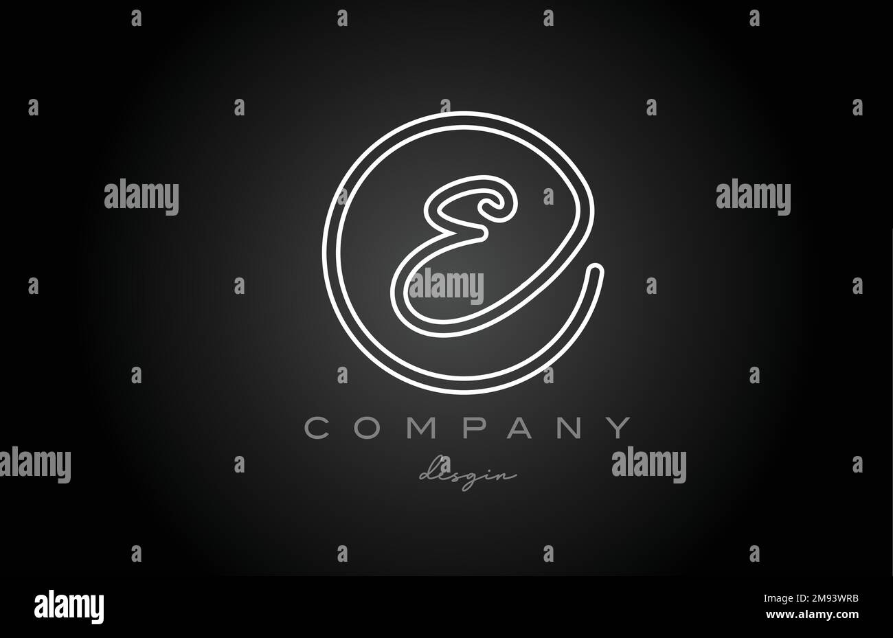 black and white line E alphabet letter logo icon design. Handwritten ...