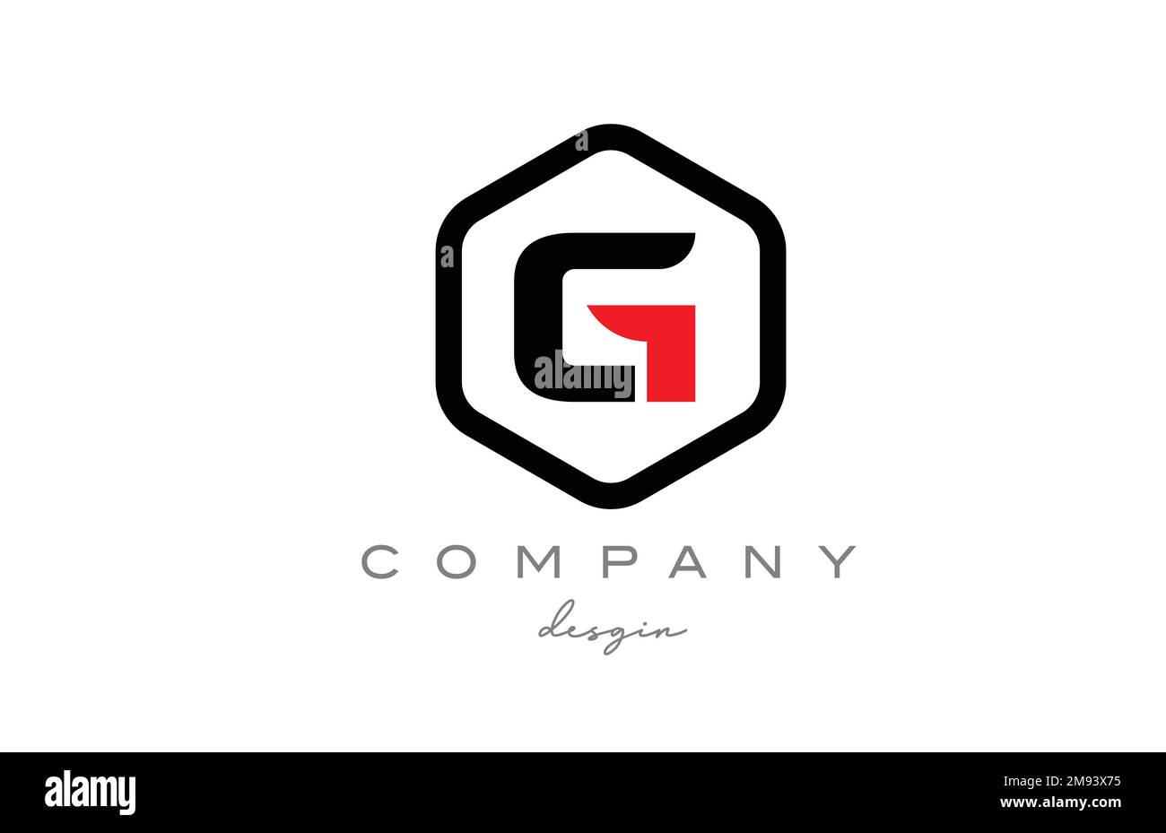 black and white G alphabet letter logo icon design with hexagon ...