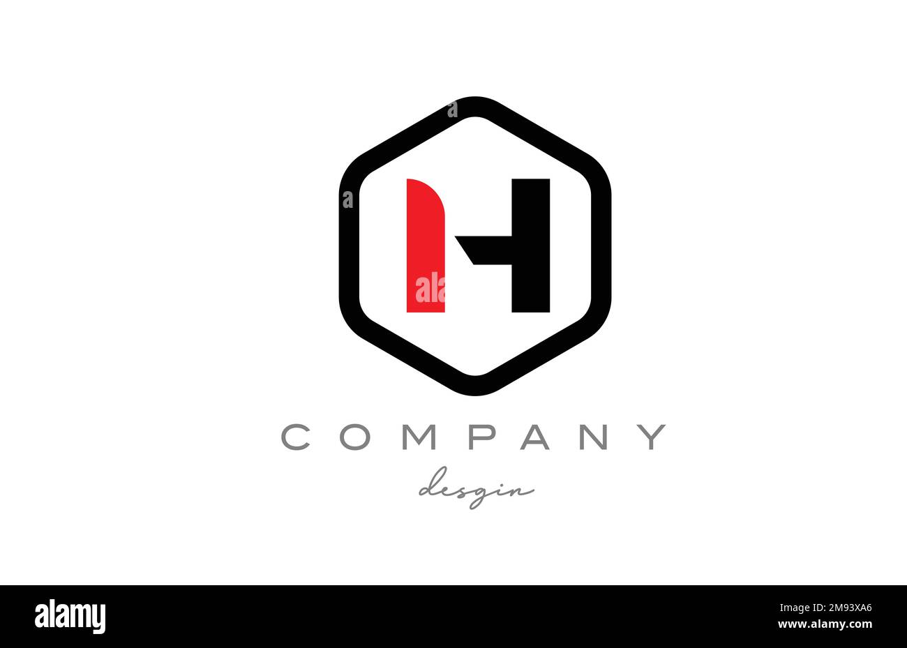 black and white H alphabet letter logo icon design with hexagon ...