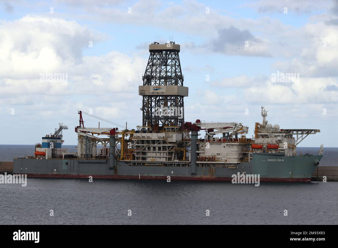 The 57,000 ton drill ship Ensco DS-8 moored at Las Palmas, Grand Canaria, Spain. Stock Photo