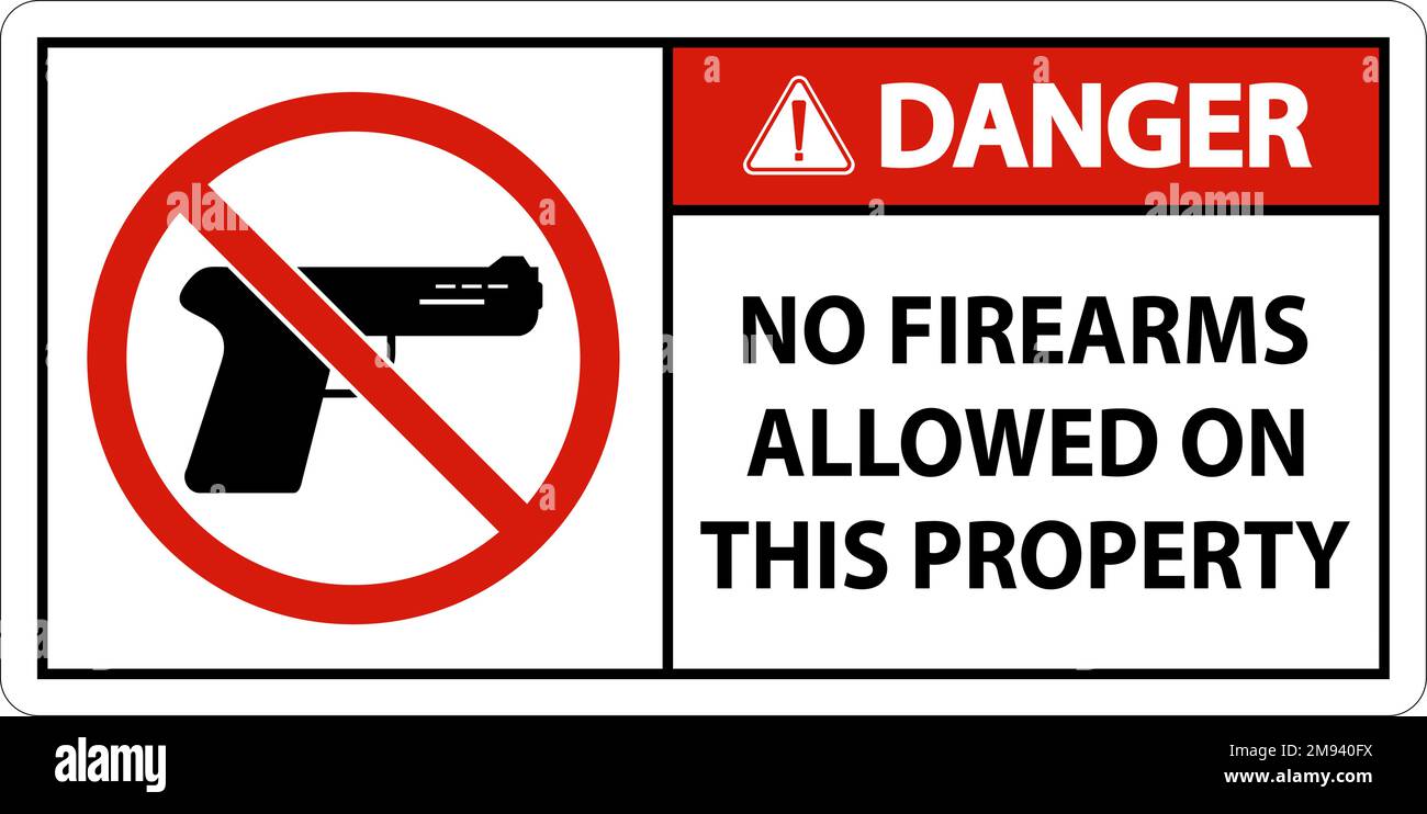 Danger Sign No Firearms Allowed On This Property Stock Vector