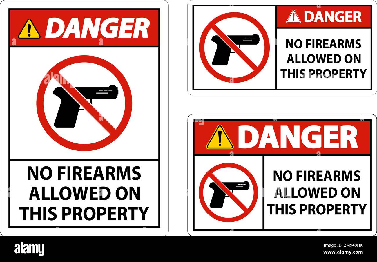 Danger Sign No Firearms Allowed On This Property Stock Vector